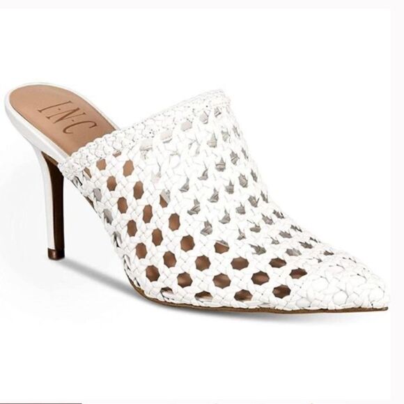 INC International Concepts White  Pointed Toe Mules Size 8 NWT - Picture 1 of 7